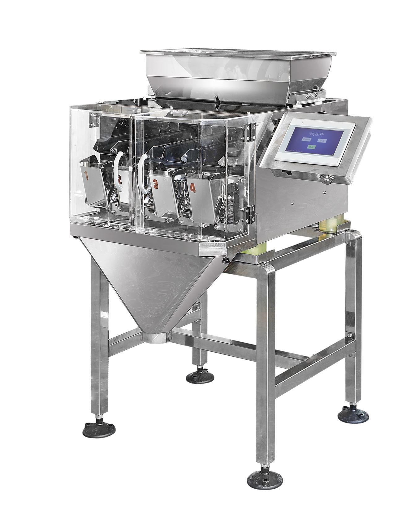 Pesadora lineal de alta velocidad UUPAC de 4 cabezales y 0,5 l: solución compacta y precisa para líneas de producción de volumen medio