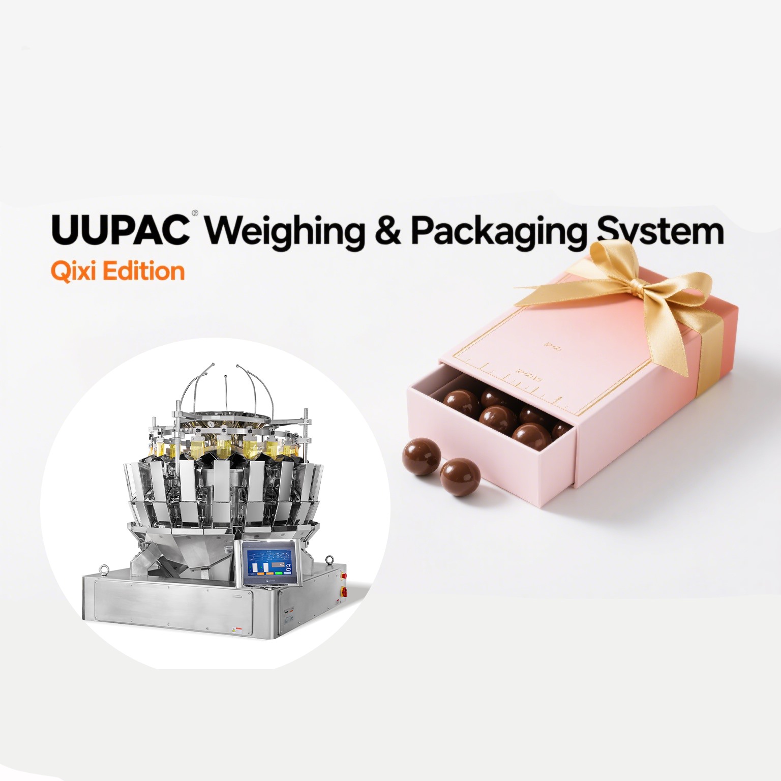 Sistema de pesaje y empaquetado mejorado de UUPAC: elabore dulces y chocolates Qixi precisos para transmitir amor sincero.