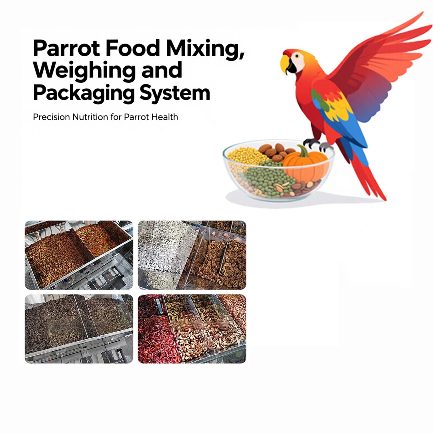 Sistema de mezcla, pesaje y envasado de alimentos para loros